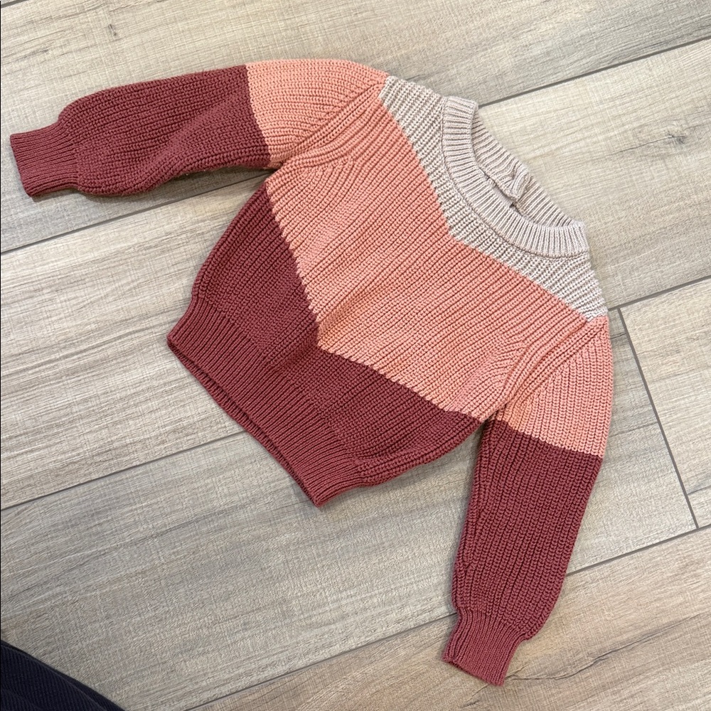 Kids Colorblock Sweater - Pink and Red